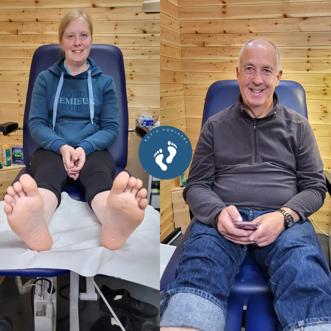 Two patients, a woman and a man, in the treatment chair